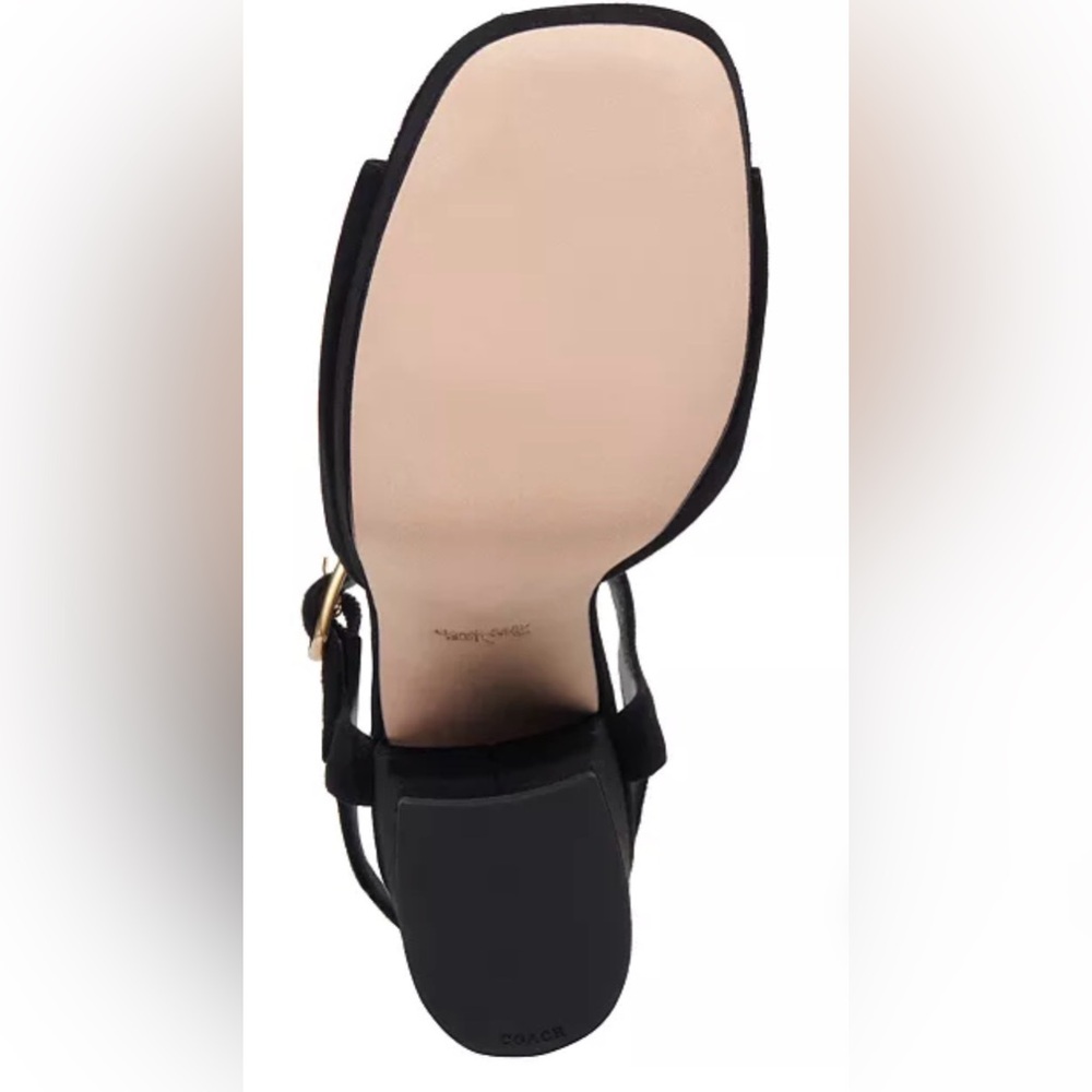 Coach Black Platform Heels with Gold Accent - Picture 5 of 10